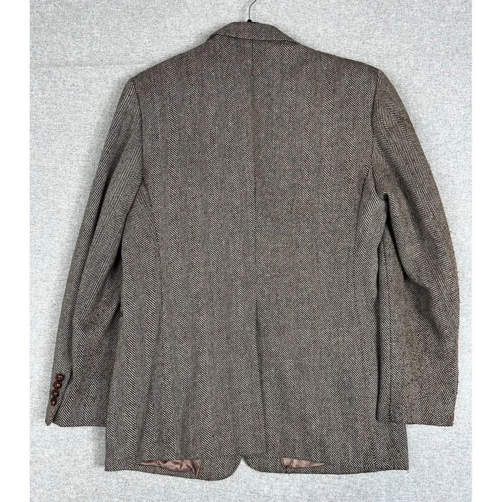 Vintage‎ Joe Namath Blazer Mens 42R Brown Herringbone Tweed Sport Coat 90s